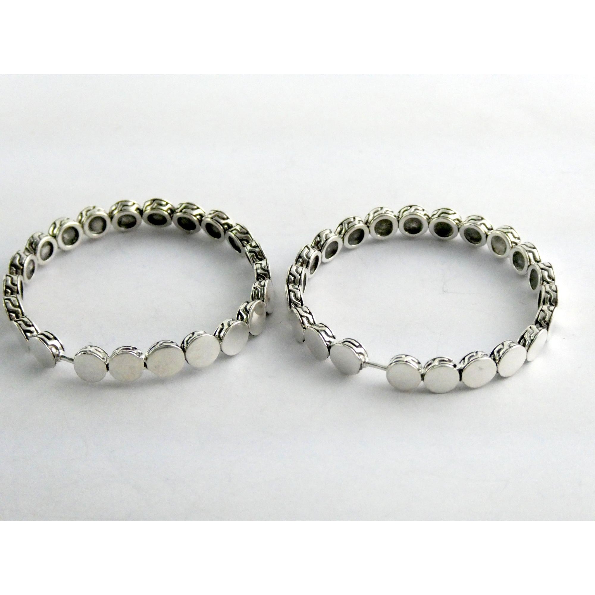 John Hardy Dot Collection Sterling Silver Hoop Earrings 925 38.78mm 19.5 Grams