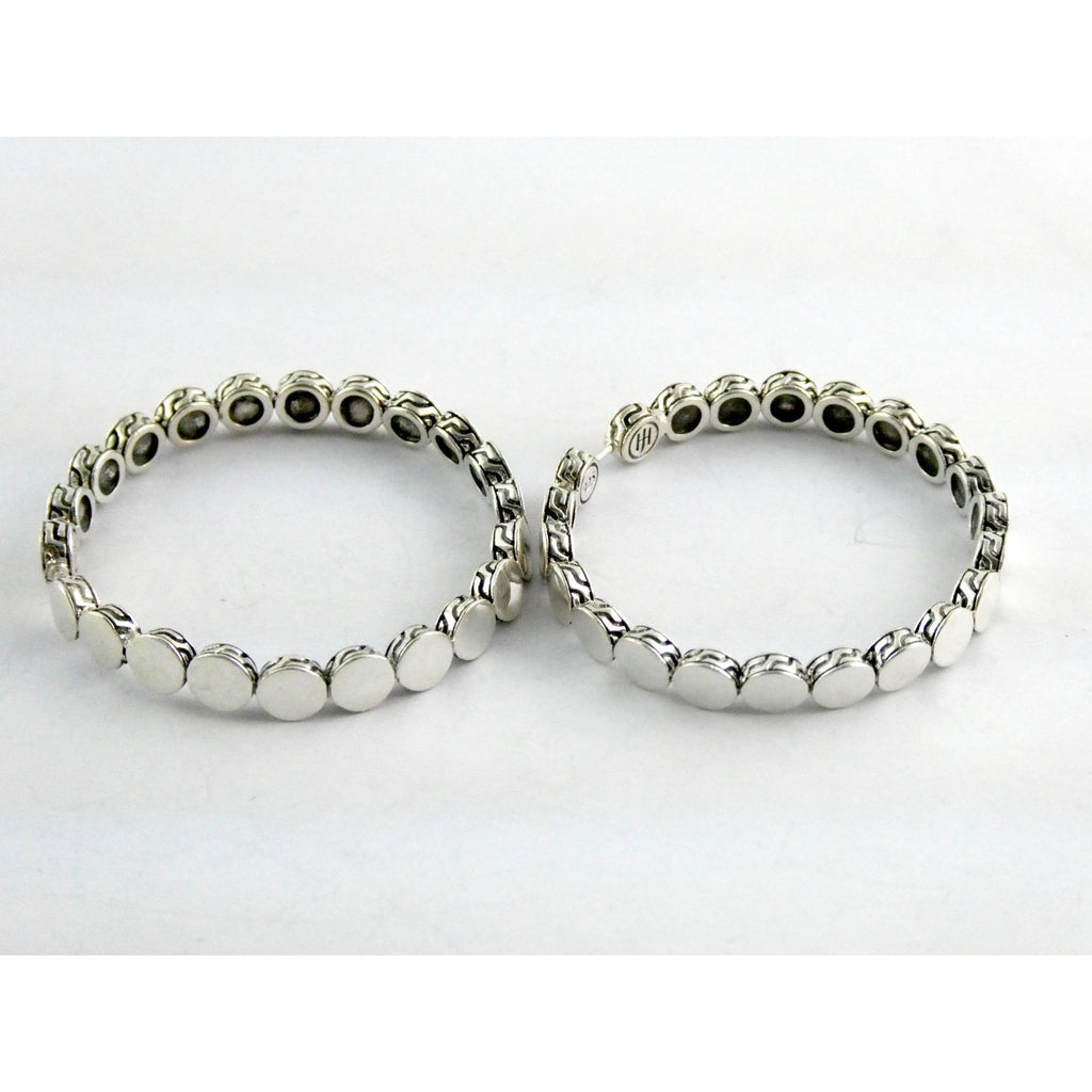 John Hardy Dot Collection Sterling Silver Hoop Earrings 925 38.78mm 19.5 Grams