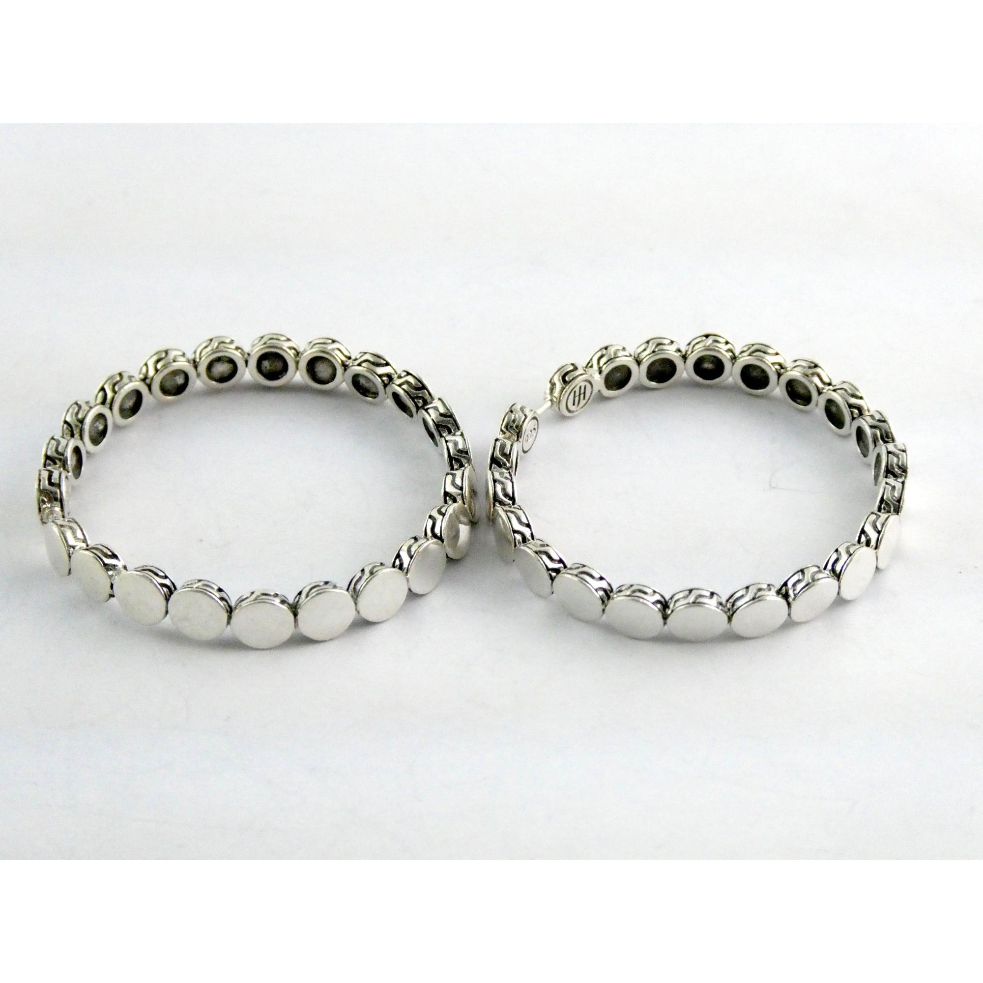 John Hardy Dot Collection Sterling Silver Hoop Earrings 925 38.78mm 19.5 Grams