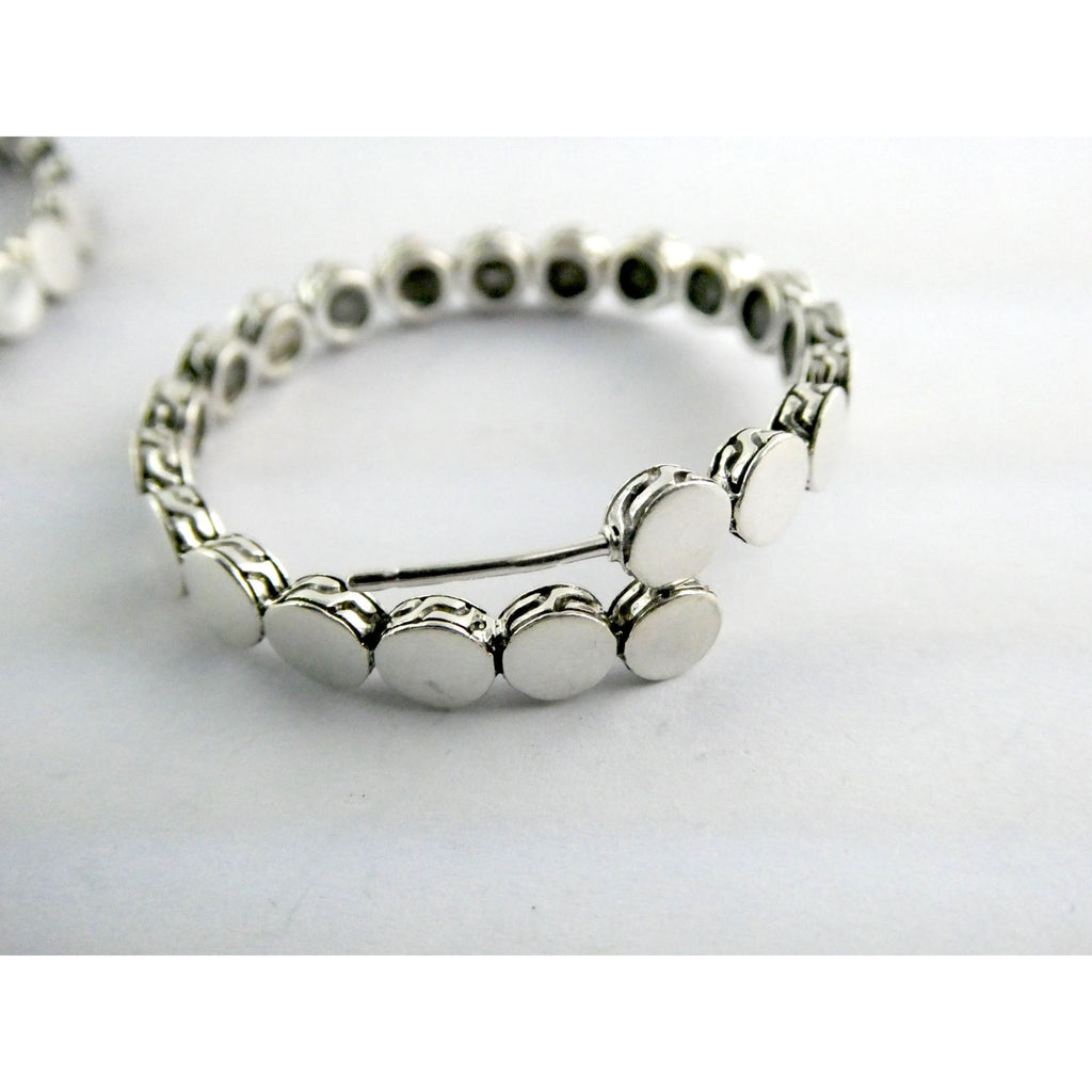 John Hardy Dot Collection Sterling Silver Hoop Earrings 925 38.78mm 19.5 Grams