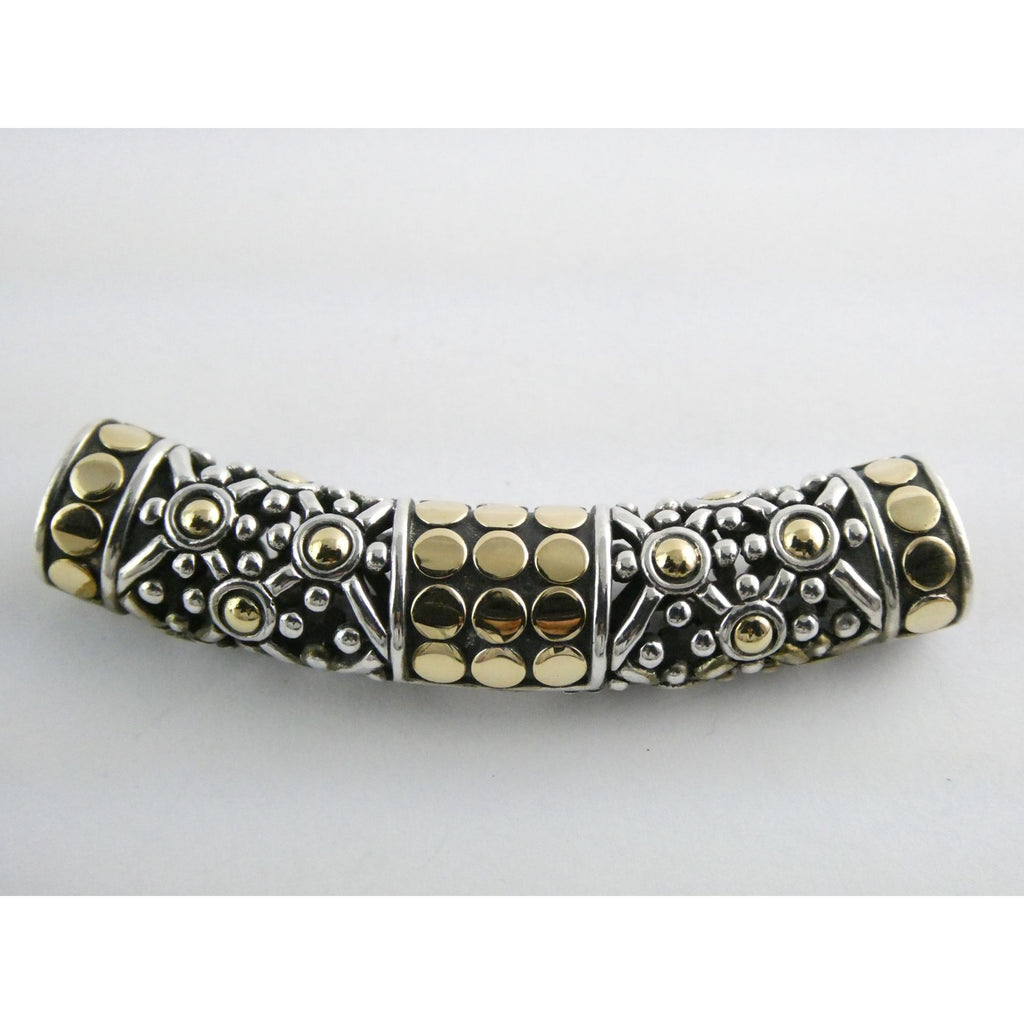 John Hardy 18K Gold Sterling Silver Dotted Accent Slide Pendant 14g 54mm Width