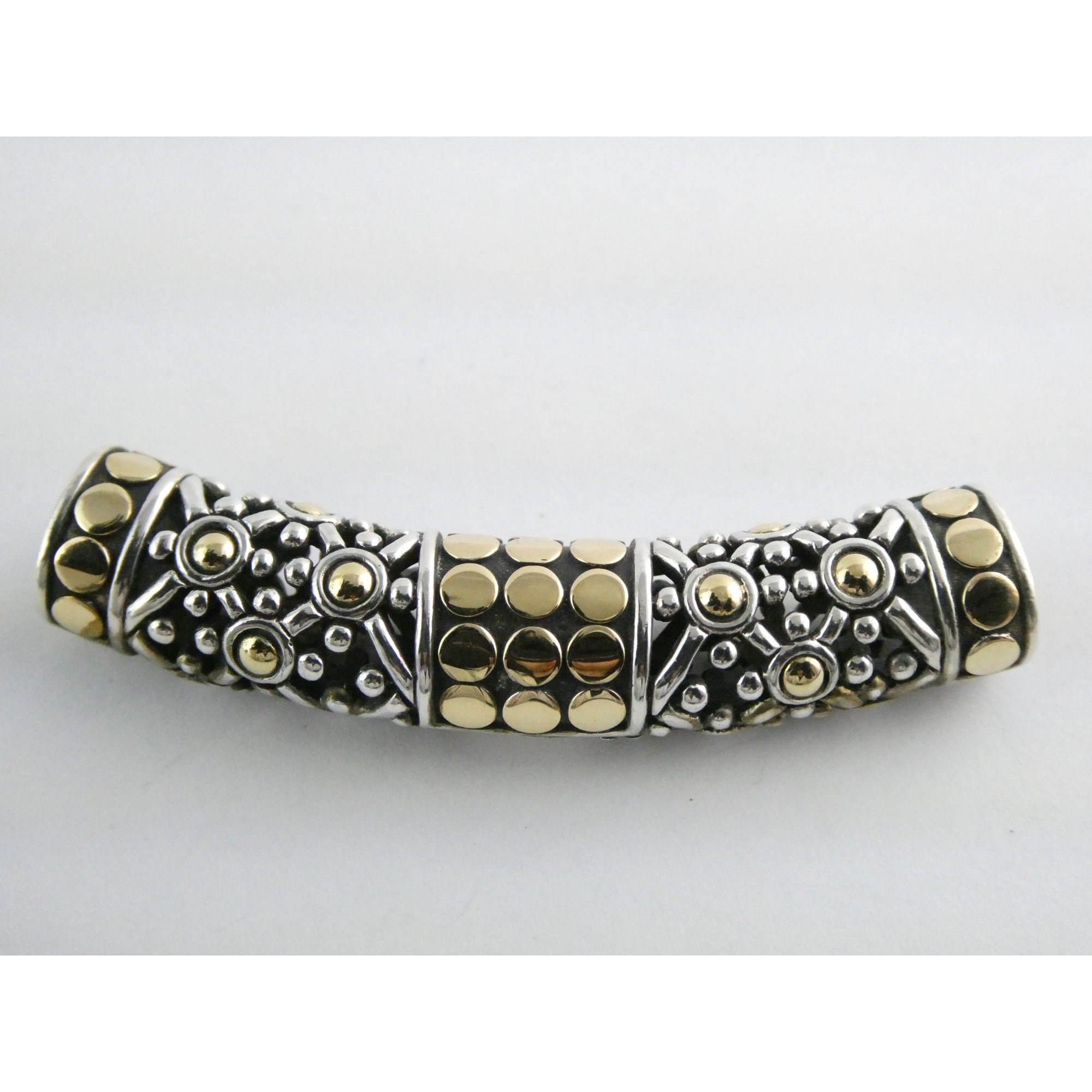 John Hardy 18K Gold Sterling Silver Dotted Accent Slide Pendant 14g 54mm Width