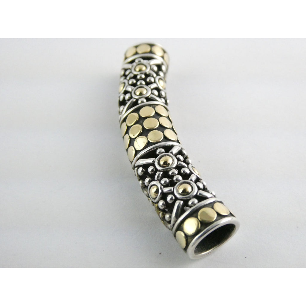 John Hardy 18K Gold Sterling Silver Dotted Accent Slide Pendant 14g 54mm Width