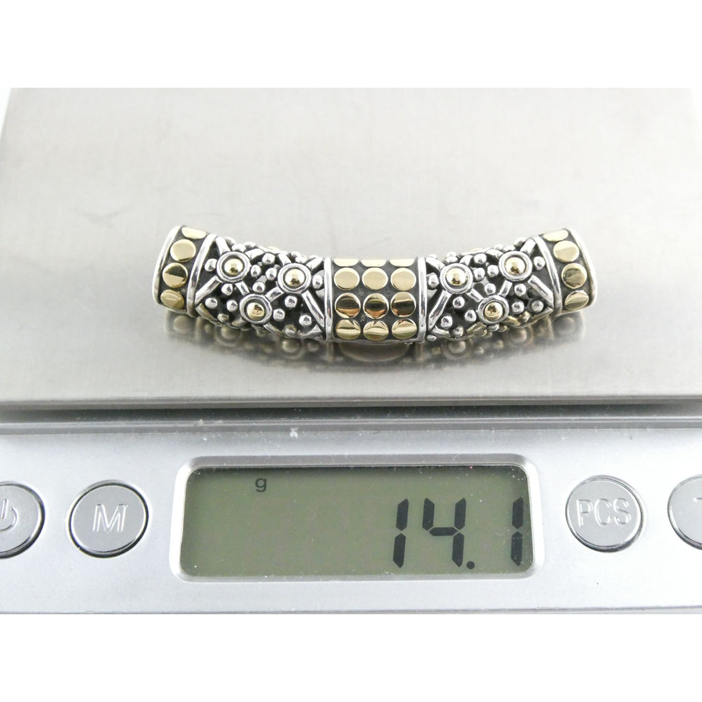 John Hardy 18K Gold Sterling Silver Dotted Accent Slide Pendant 14g 54mm Width