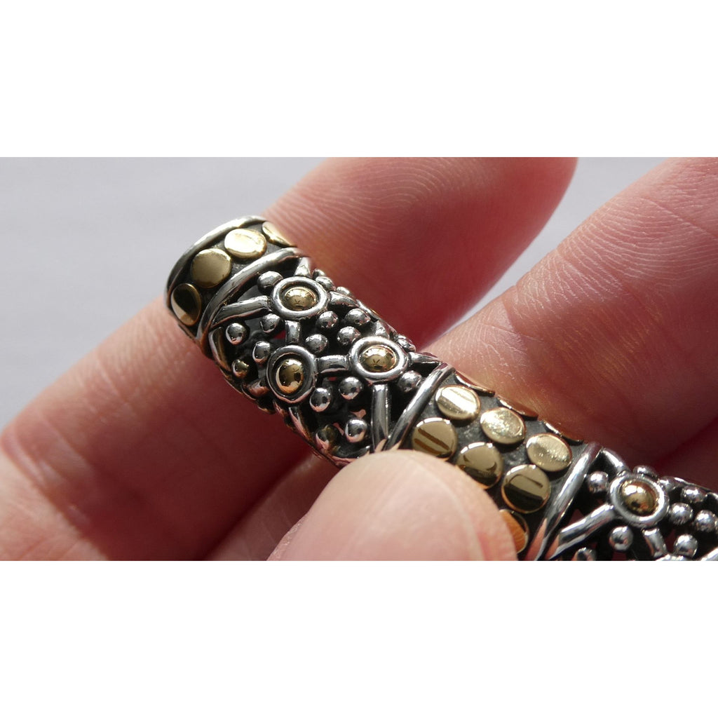 John Hardy 18K Gold Sterling Silver Dotted Accent Slide Pendant 14g 54mm Width