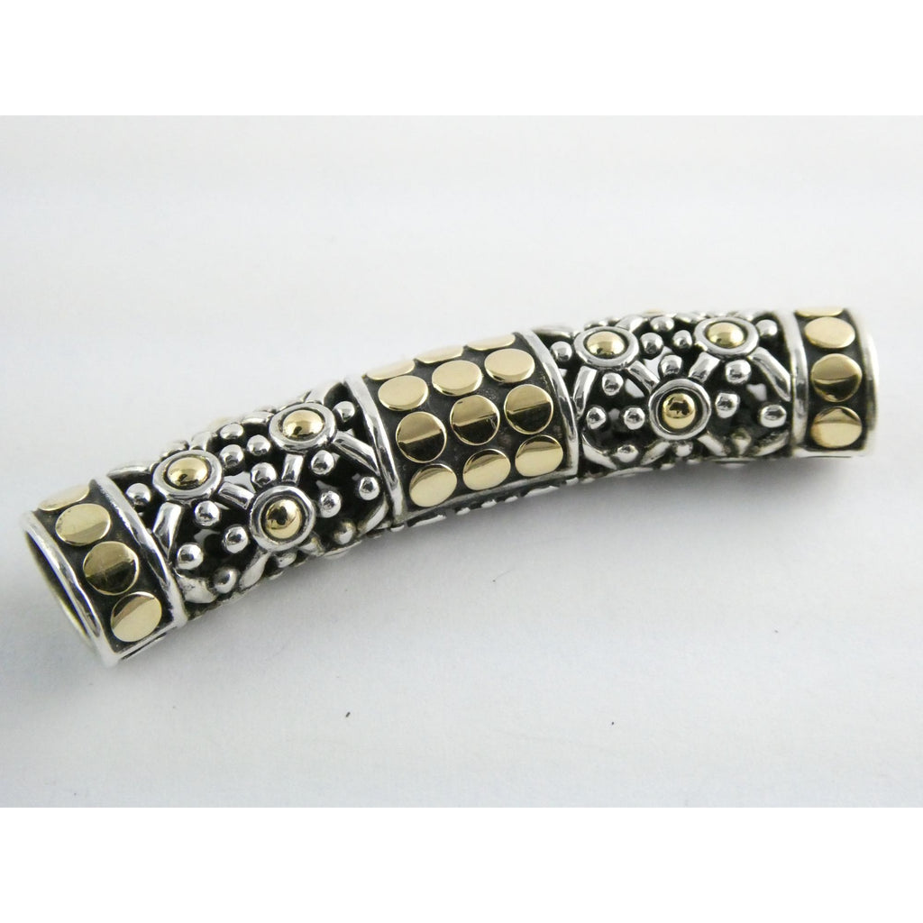 John Hardy 18K Gold Sterling Silver Dotted Accent Slide Pendant 14g 54mm Width