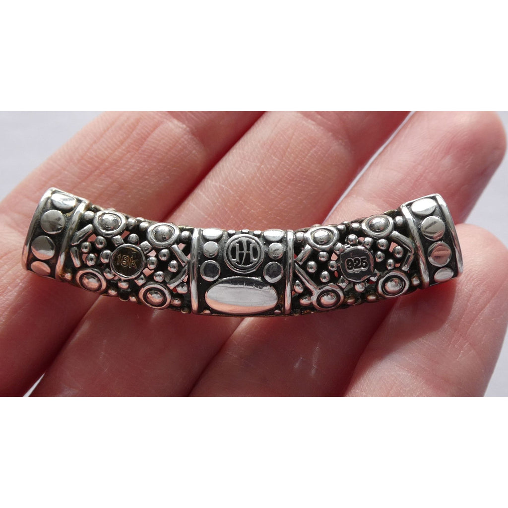 John Hardy 18K Gold Sterling Silver Dotted Accent Slide Pendant 14g 54mm Width
