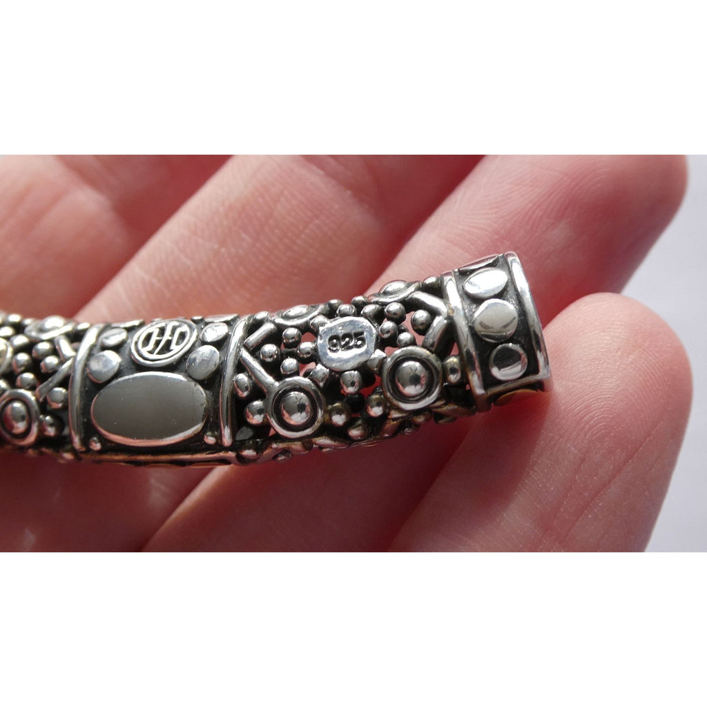 John Hardy 18K Gold Sterling Silver Dotted Accent Slide Pendant 14g 54mm Width
