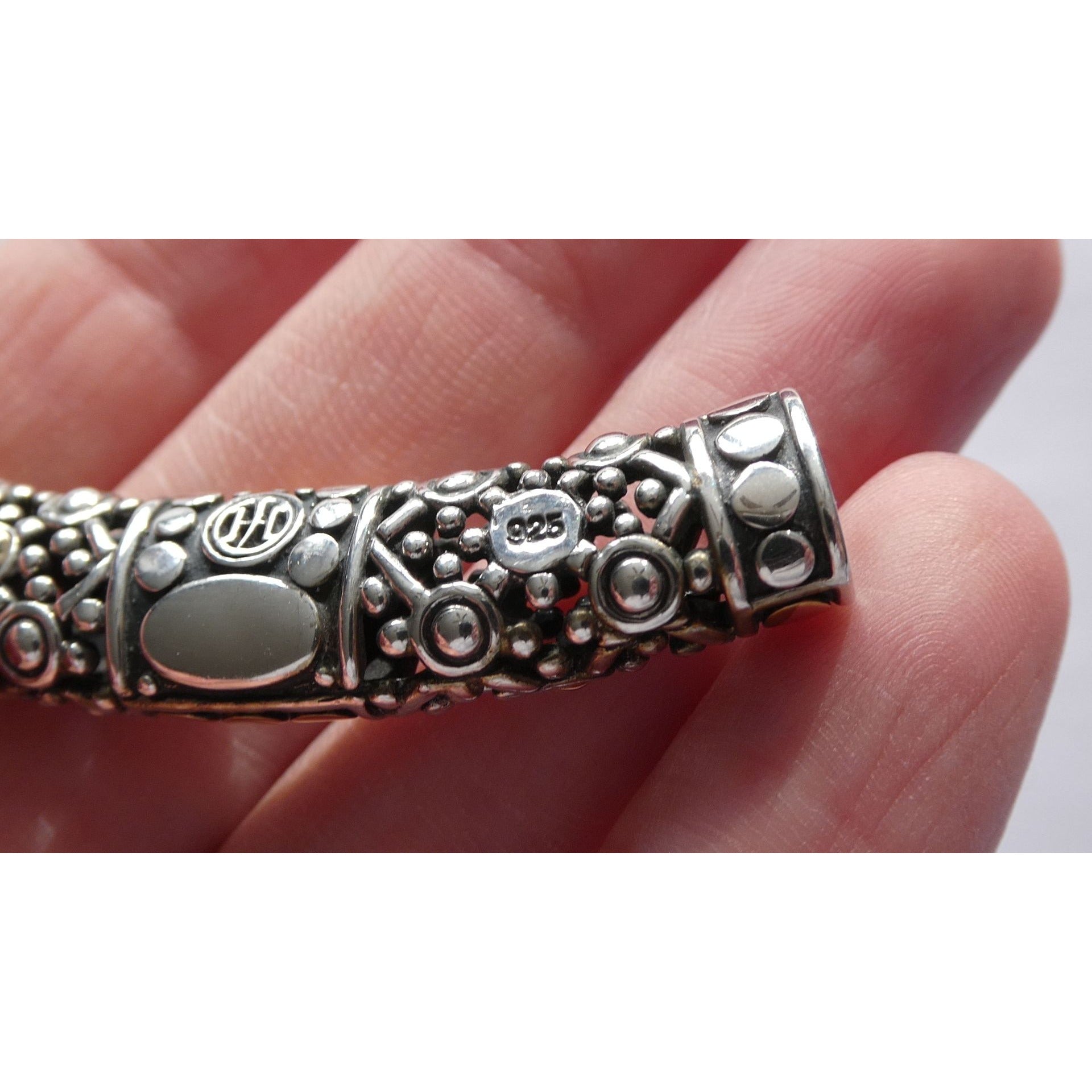 John Hardy 18K Gold Sterling Silver Dotted Accent Slide Pendant 14g 54mm Width