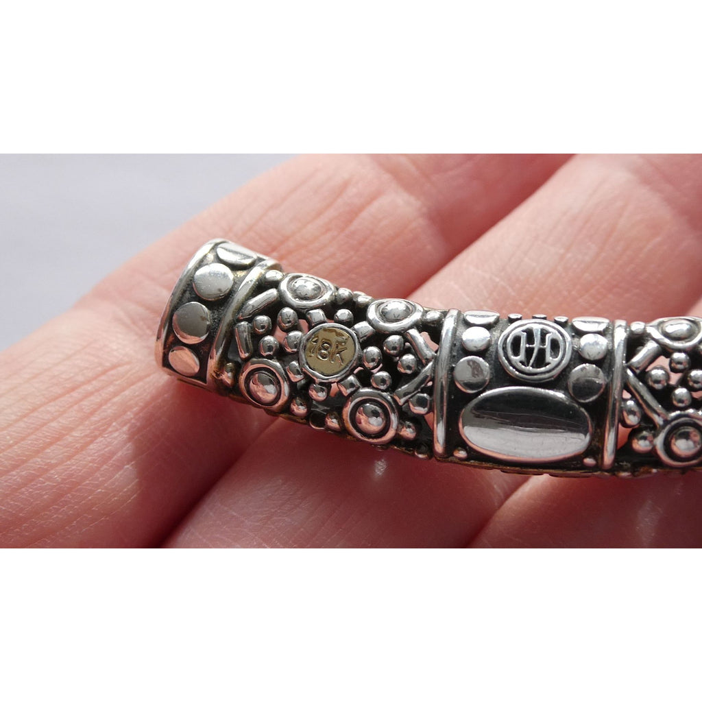 John Hardy 18K Gold Sterling Silver Dotted Accent Slide Pendant 14g 54mm Width
