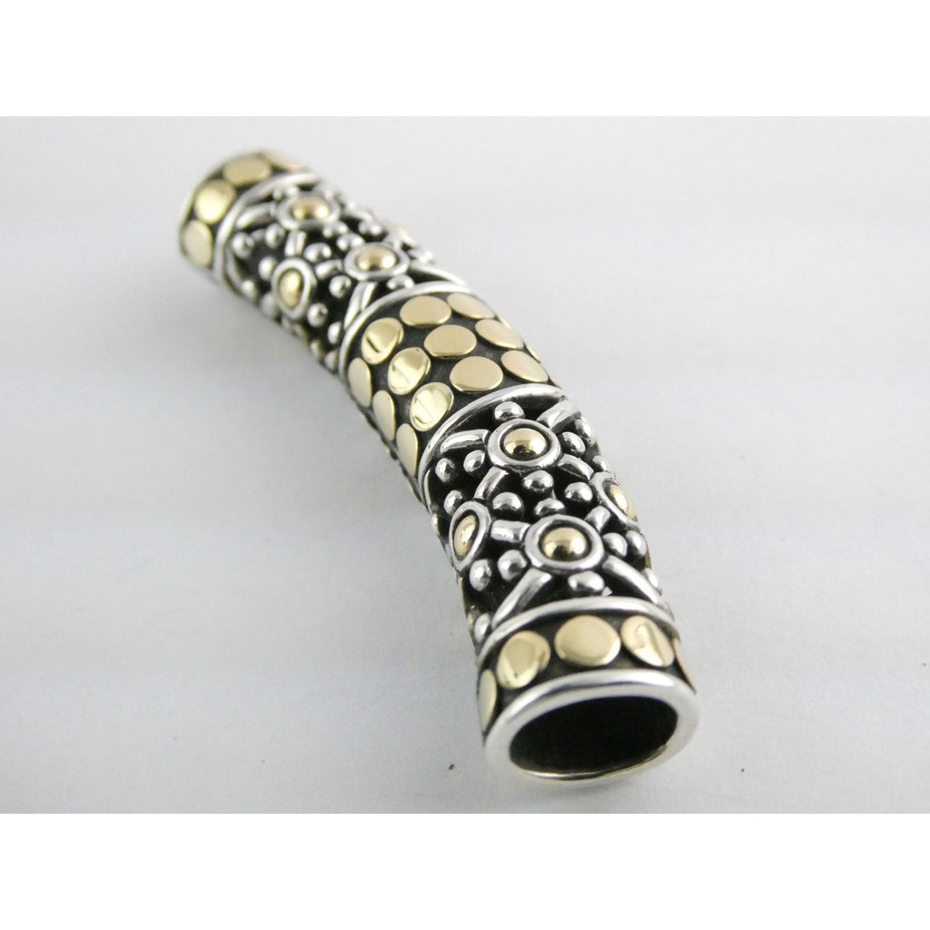 John Hardy 18K Gold Sterling Silver Dotted Accent Slide Pendant 14g 54mm Width