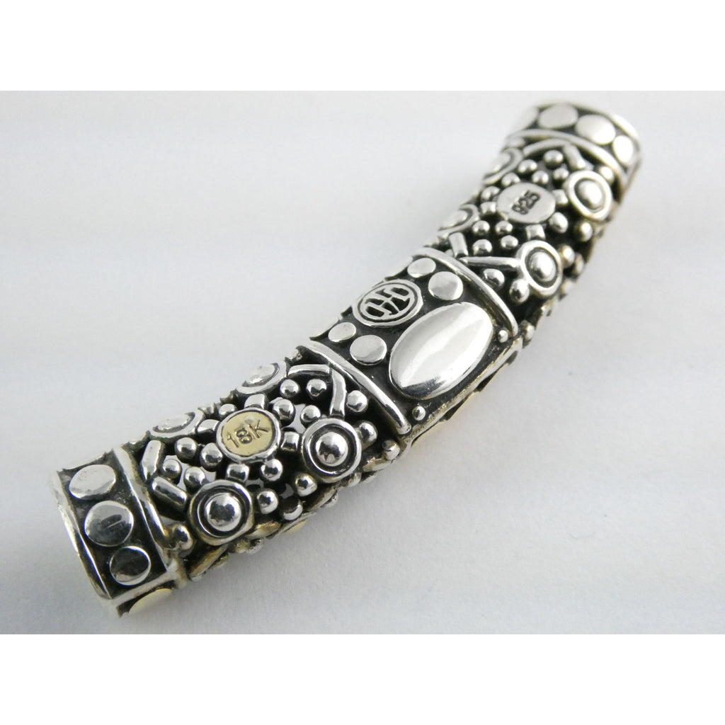 John Hardy 18K Gold Sterling Silver Dotted Accent Slide Pendant 14g 54mm Width