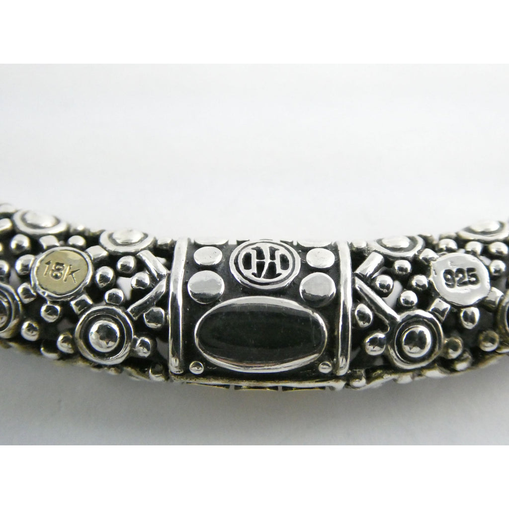 John Hardy 18K Gold Sterling Silver Dotted Accent Slide Pendant 14g 54mm Width