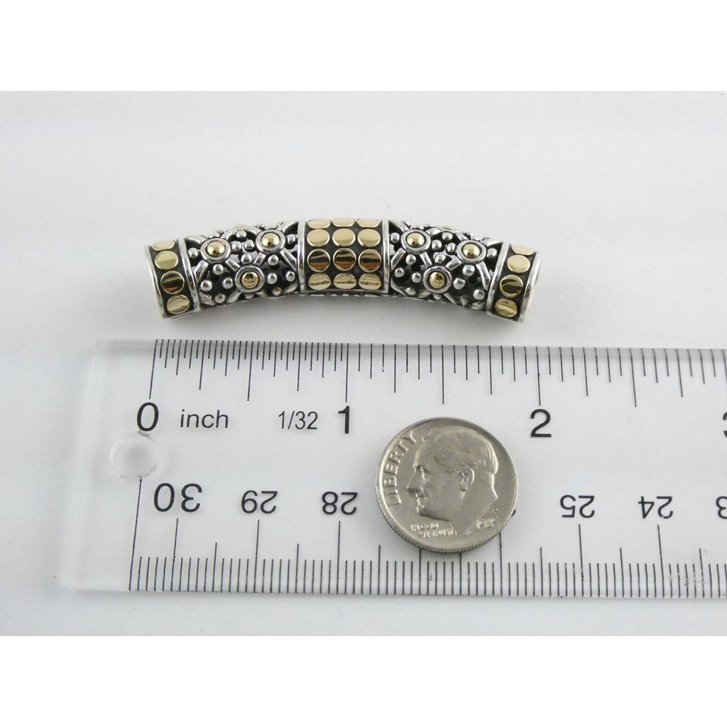 John Hardy 18K Gold Sterling Silver Dotted Accent Slide Pendant 14g 54mm Width
