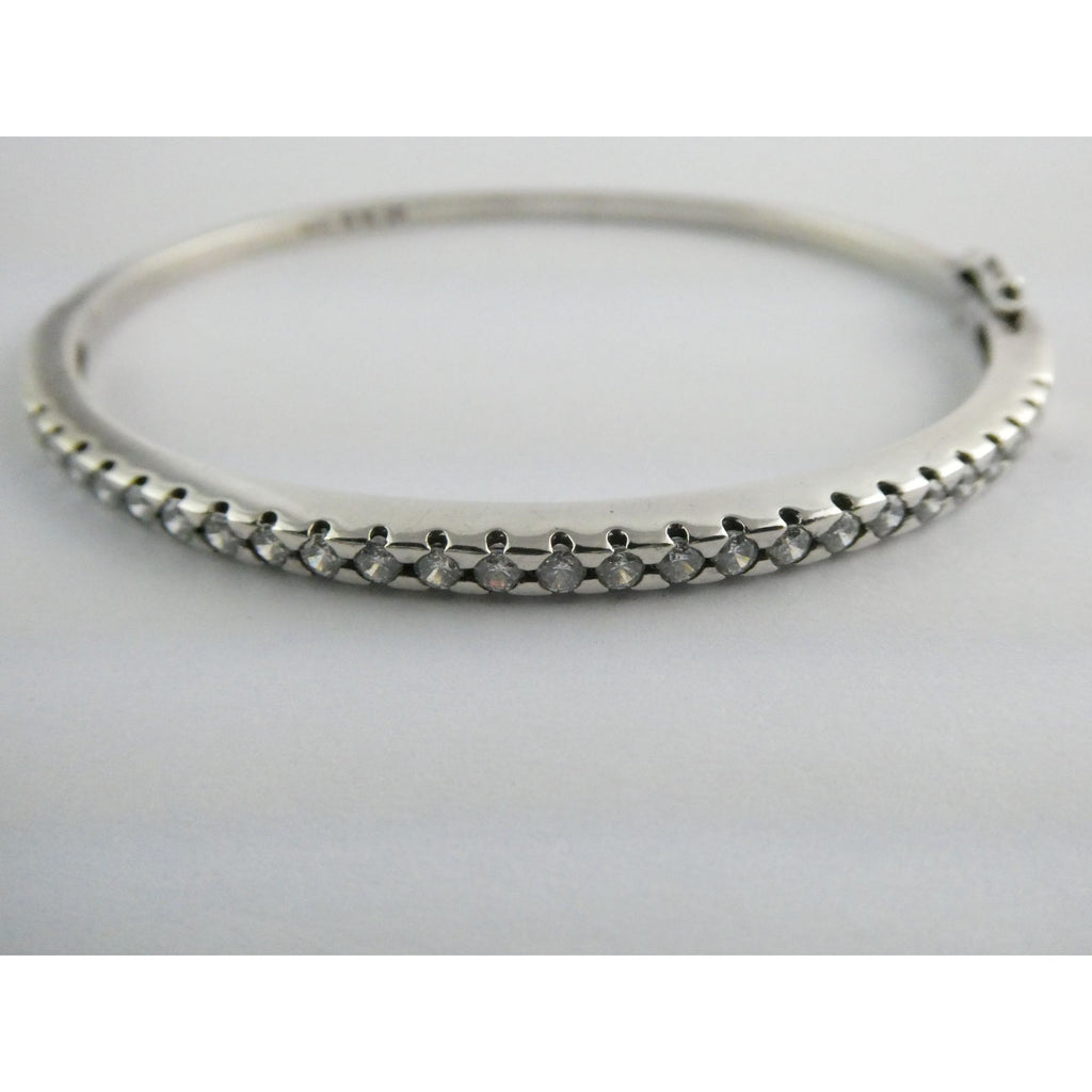 Sterling Silver Channel Set DQCZ Crystal Bangle Bracelet 925 14.5g 7.25 Inches
