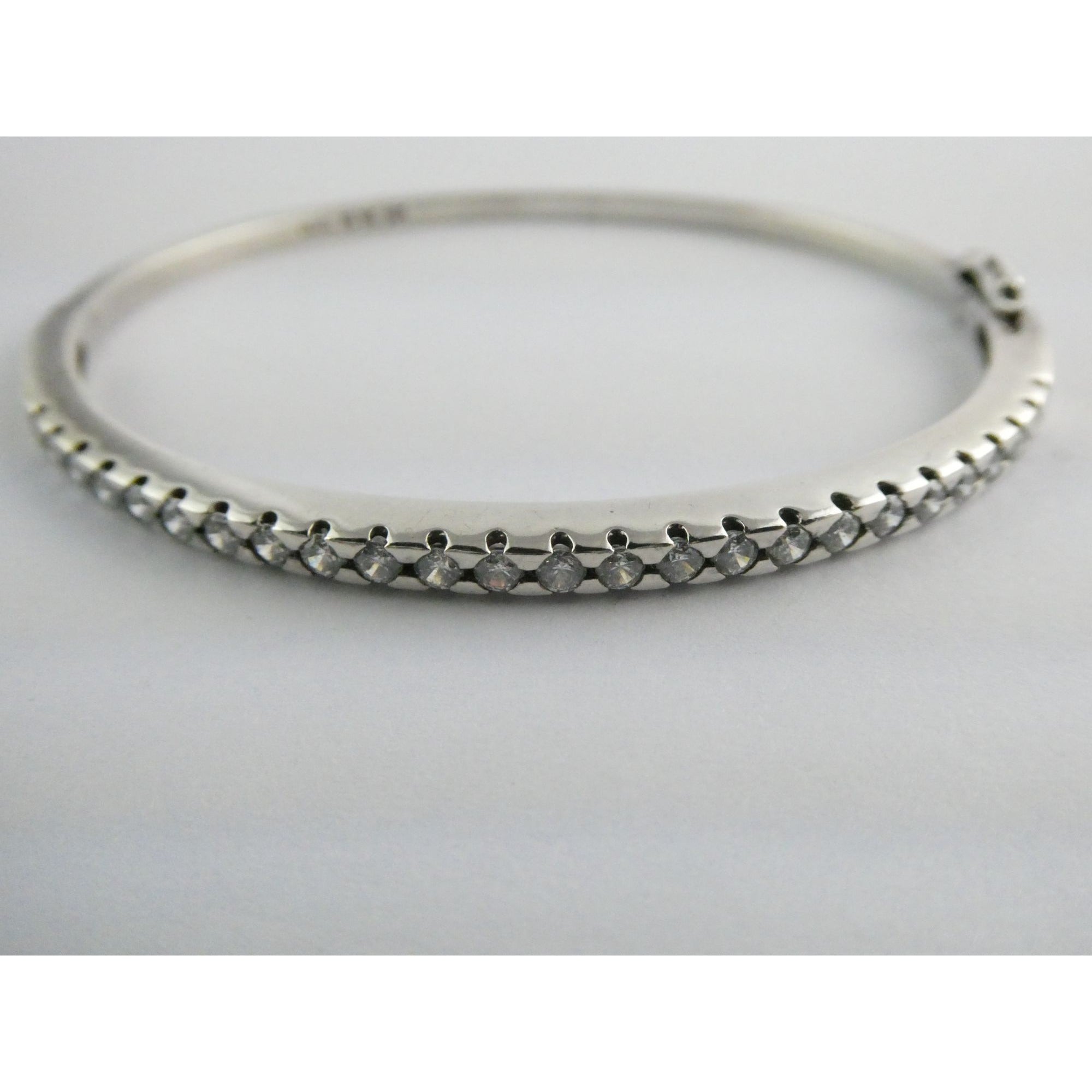 Sterling Silver Channel Set DQCZ Crystal Bangle Bracelet 925 14.5g 7.25 Inches