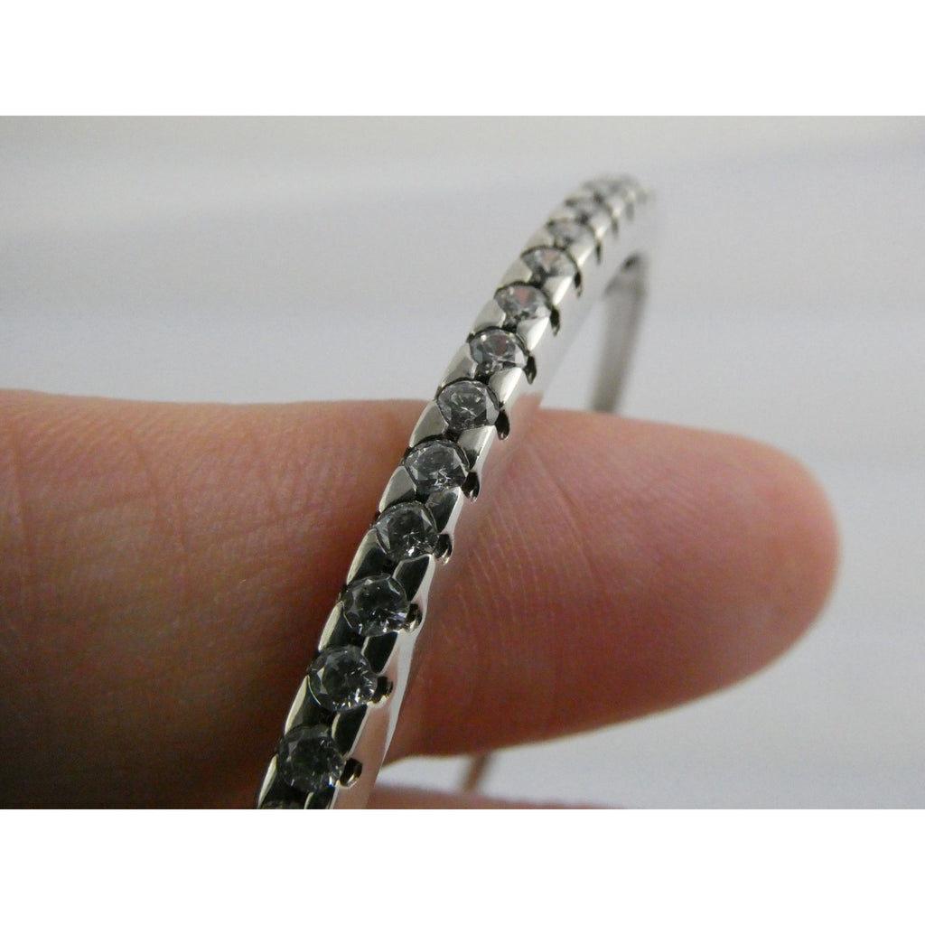 Sterling Silver Channel Set DQCZ Crystal Bangle Bracelet 925 14.5g 7.25 Inches