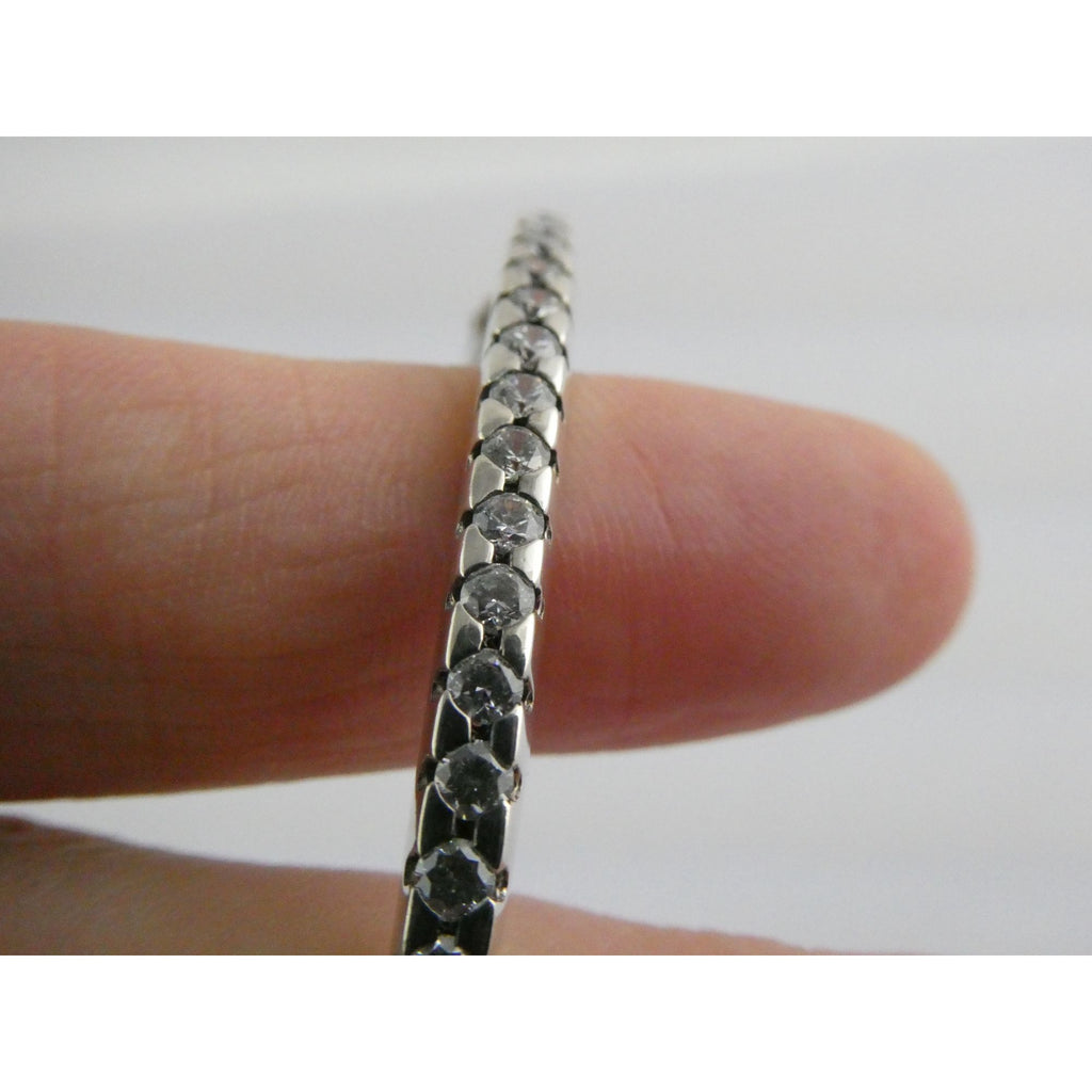 Sterling Silver Channel Set DQCZ Crystal Bangle Bracelet 925 14.5g 7.25 Inches