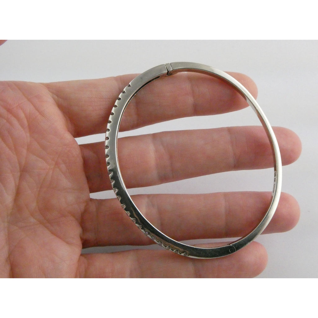Sterling Silver Channel Set DQCZ Crystal Bangle Bracelet 925 14.5g 7.25 Inches