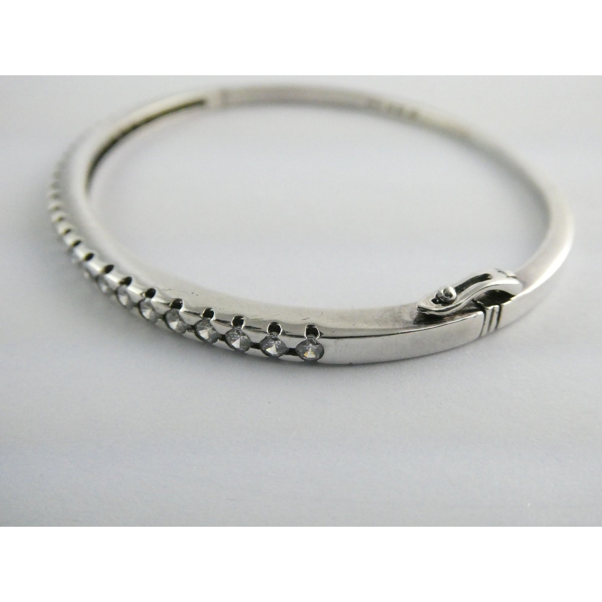 Sterling Silver Channel Set DQCZ Crystal Bangle Bracelet 925 14.5g 7.25 Inches
