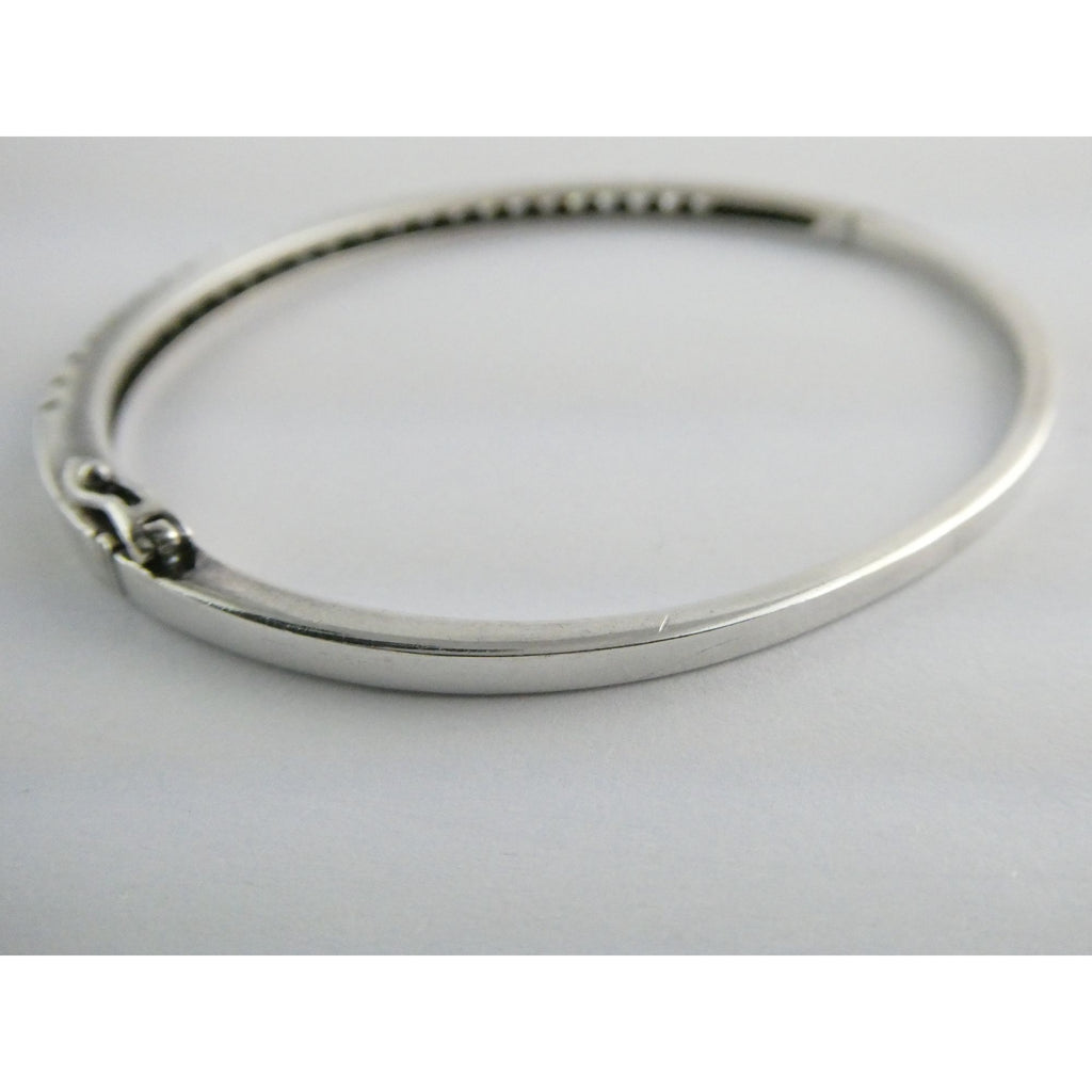 Sterling Silver Channel Set DQCZ Crystal Bangle Bracelet 925 14.5g 7.25 Inches