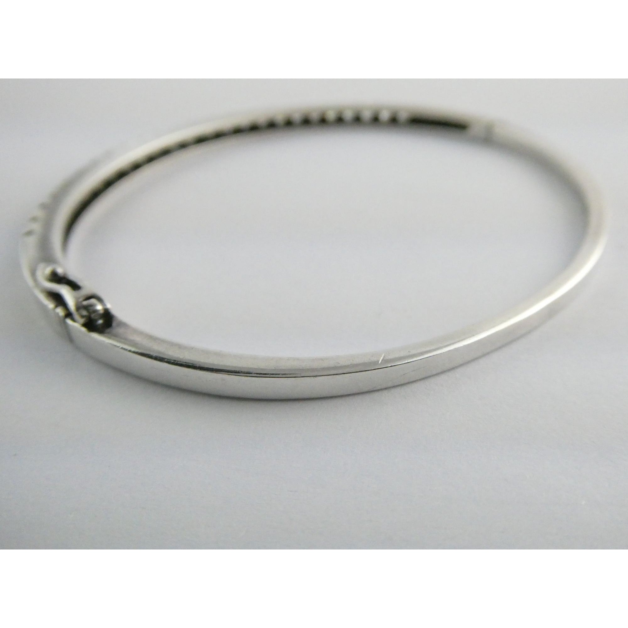 Sterling Silver Channel Set DQCZ Crystal Bangle Bracelet 925 14.5g 7.25 Inches