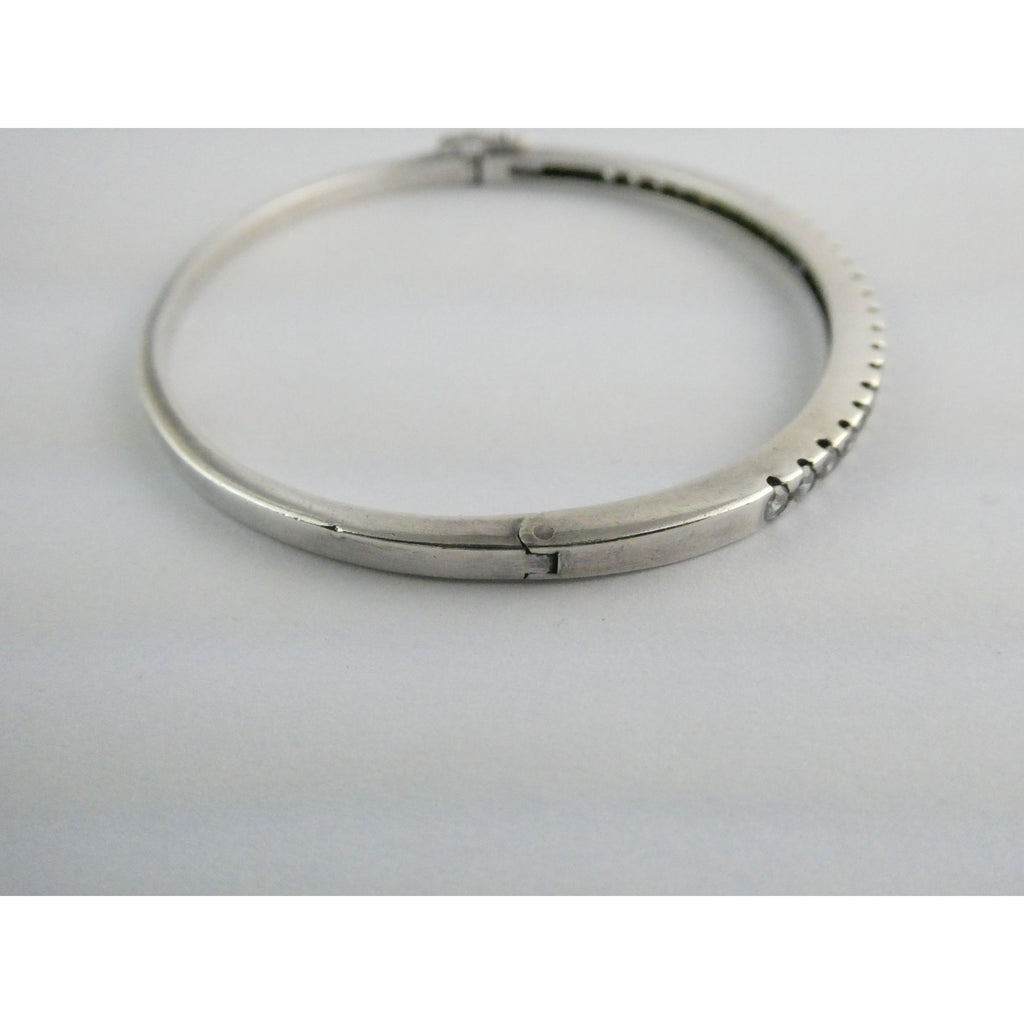 Sterling Silver Channel Set DQCZ Crystal Bangle Bracelet 925 14.5g 7.25 Inches