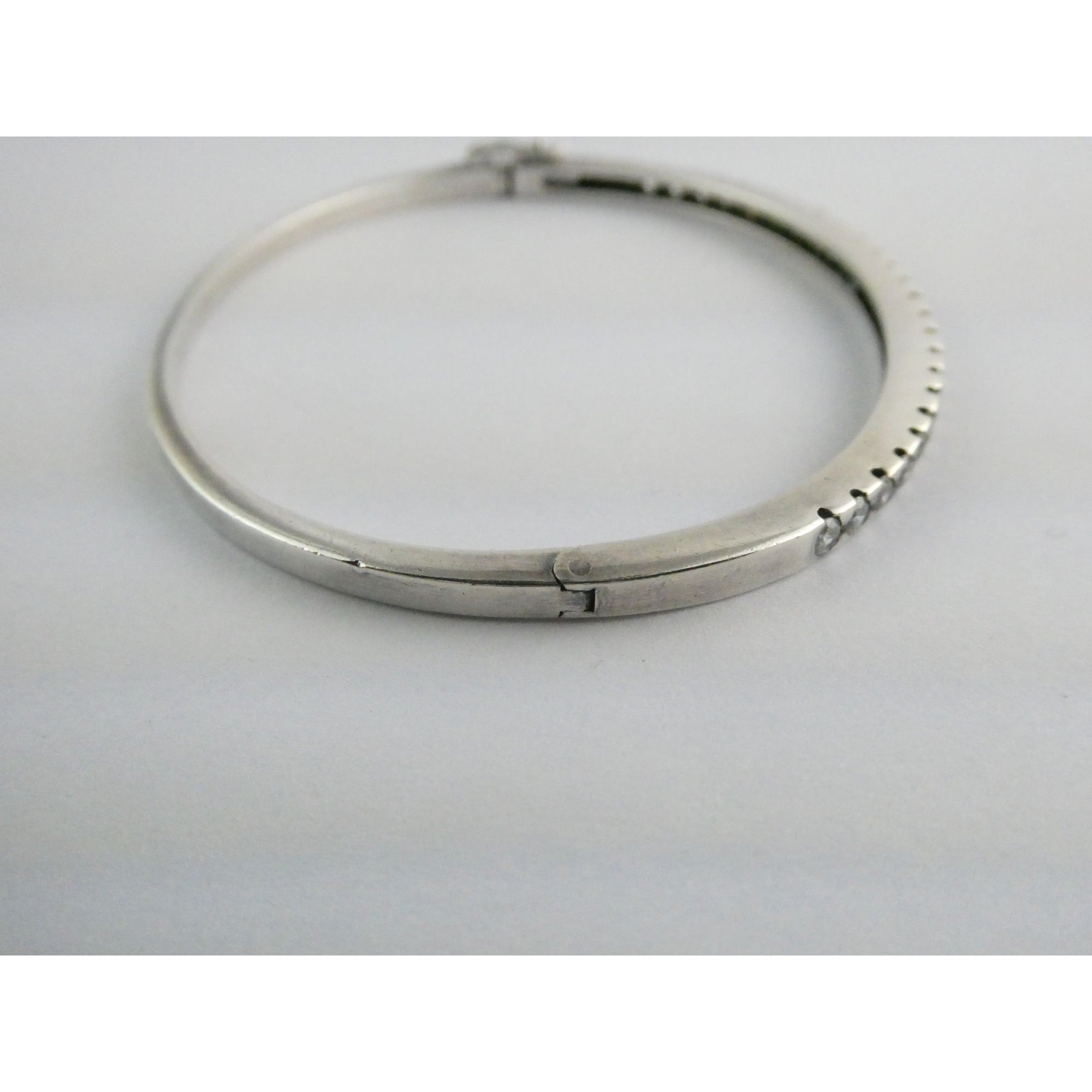 Sterling Silver Channel Set DQCZ Crystal Bangle Bracelet 925 14.5g 7.25 Inches