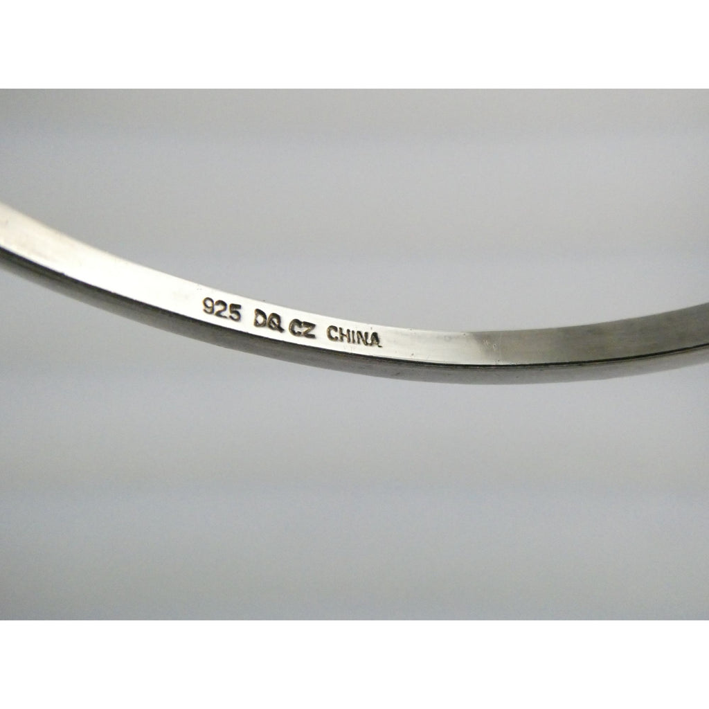 Sterling Silver Channel Set DQCZ Crystal Bangle Bracelet 925 14.5g 7.25 Inches