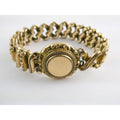 Antique Gold Filled Metal Expansion Bracelet Blank Monogram Focal Center 26.5g