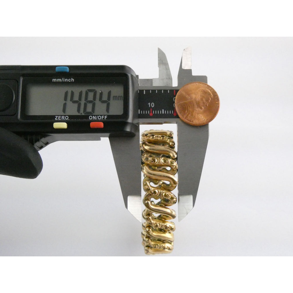 Antique Gold Filled Metal Expansion Bracelet Blank Monogram Focal Center 26.5g