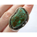 NA Navajo Genevieve Apachito Sterling Silver Turquoise Ring Size 6.5 17 Grams