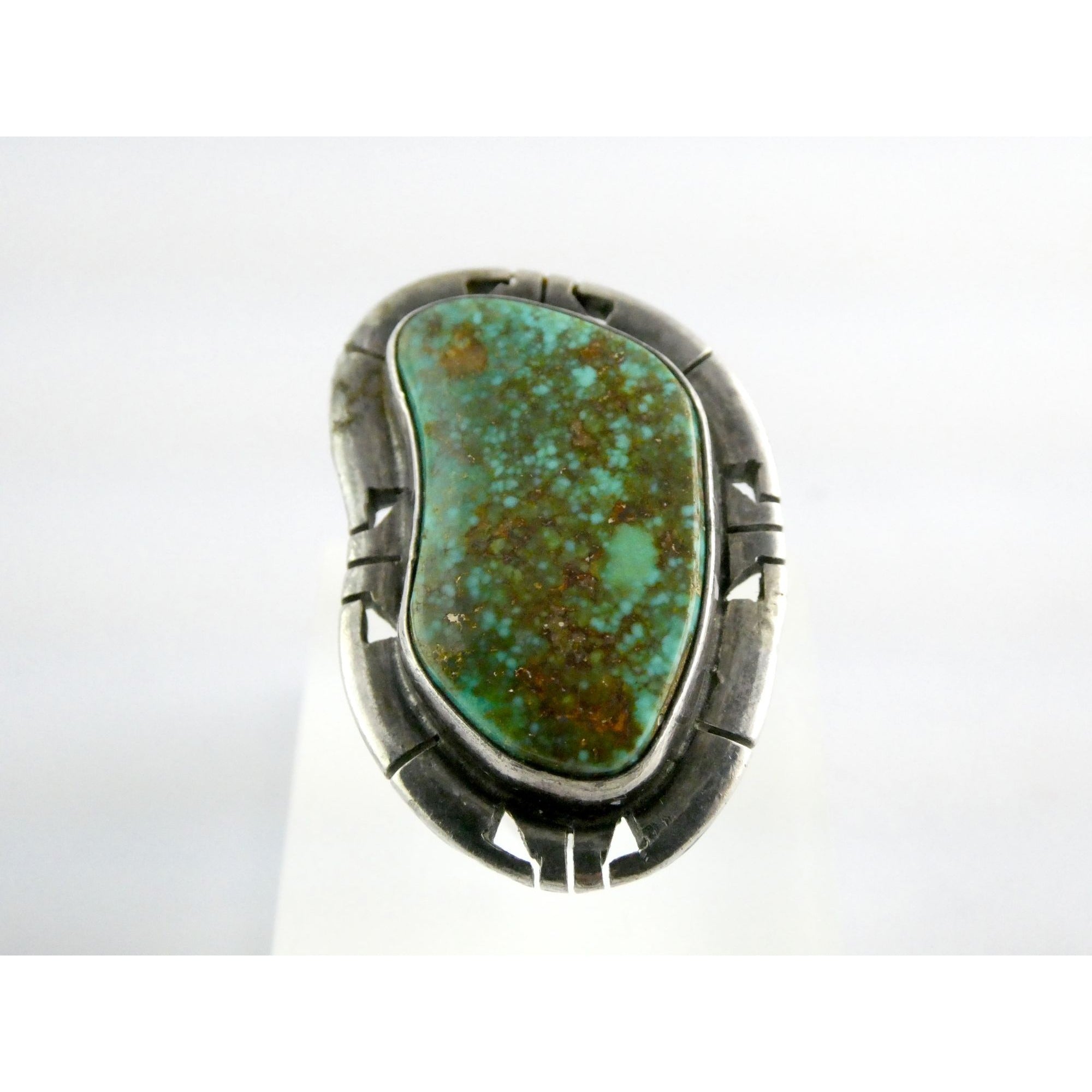 NA Navajo Genevieve Apachito Sterling Silver Turquoise Ring Size 6.5 17 Grams