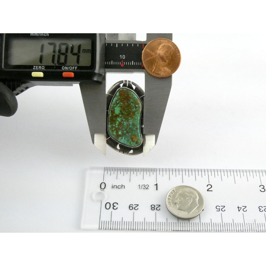 NA Navajo Genevieve Apachito Sterling Silver Turquoise Ring Size 6.5 17 Grams