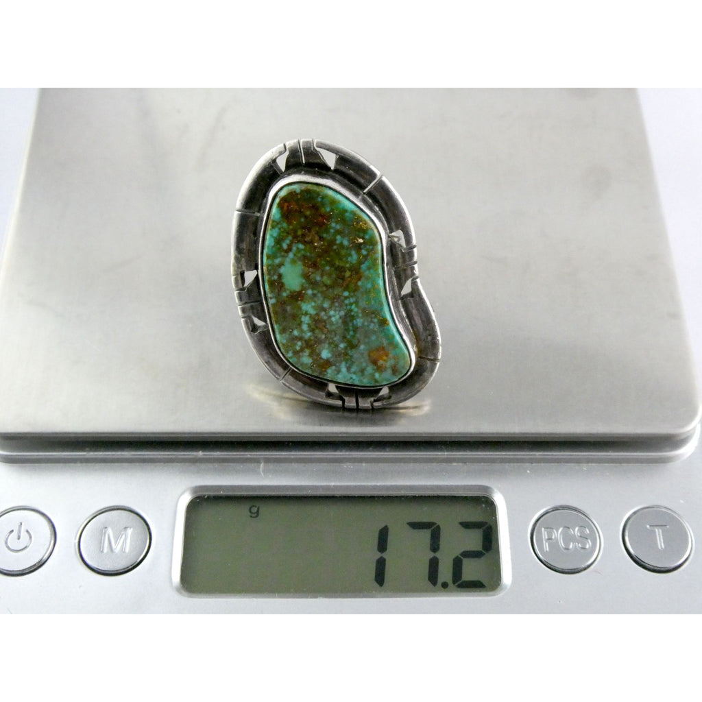 NA Navajo Genevieve Apachito Sterling Silver Turquoise Ring Size 6.5 17 Grams