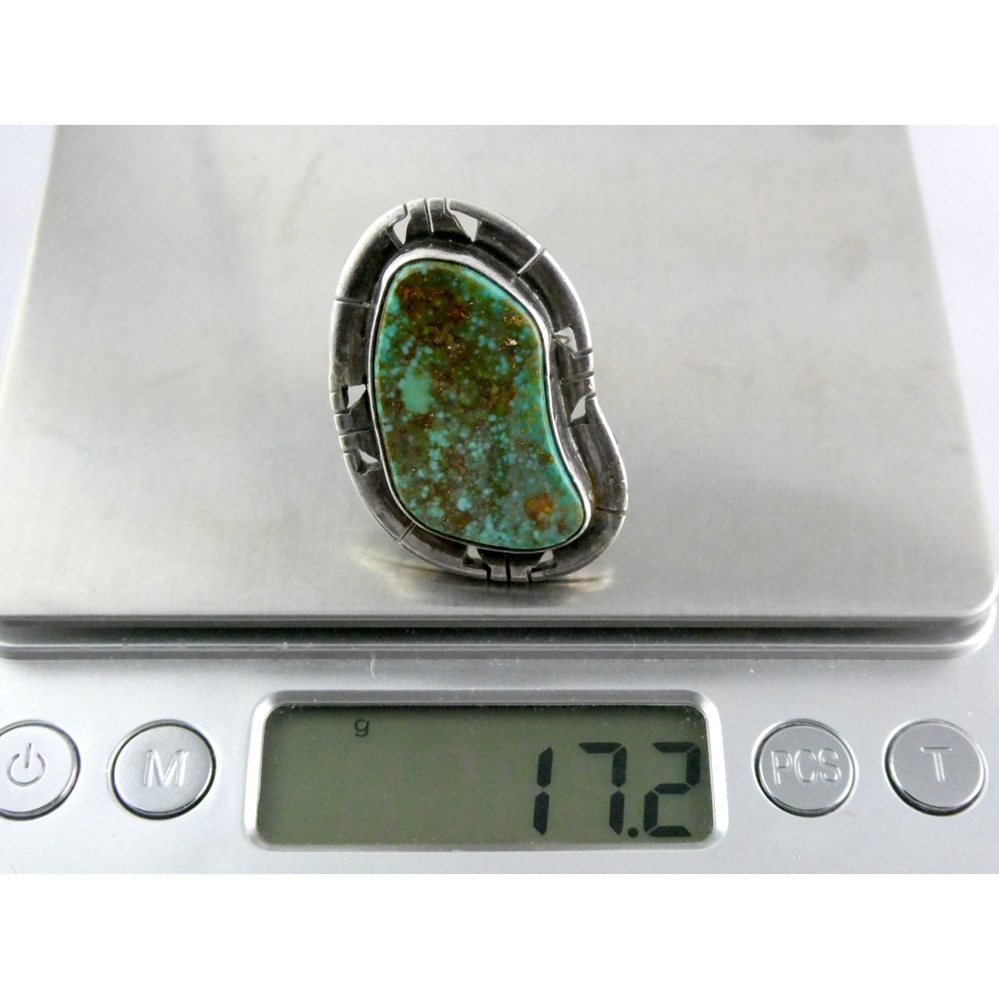 NA Navajo Genevieve Apachito Sterling Silver Turquoise Ring Size 6.5 17 Grams