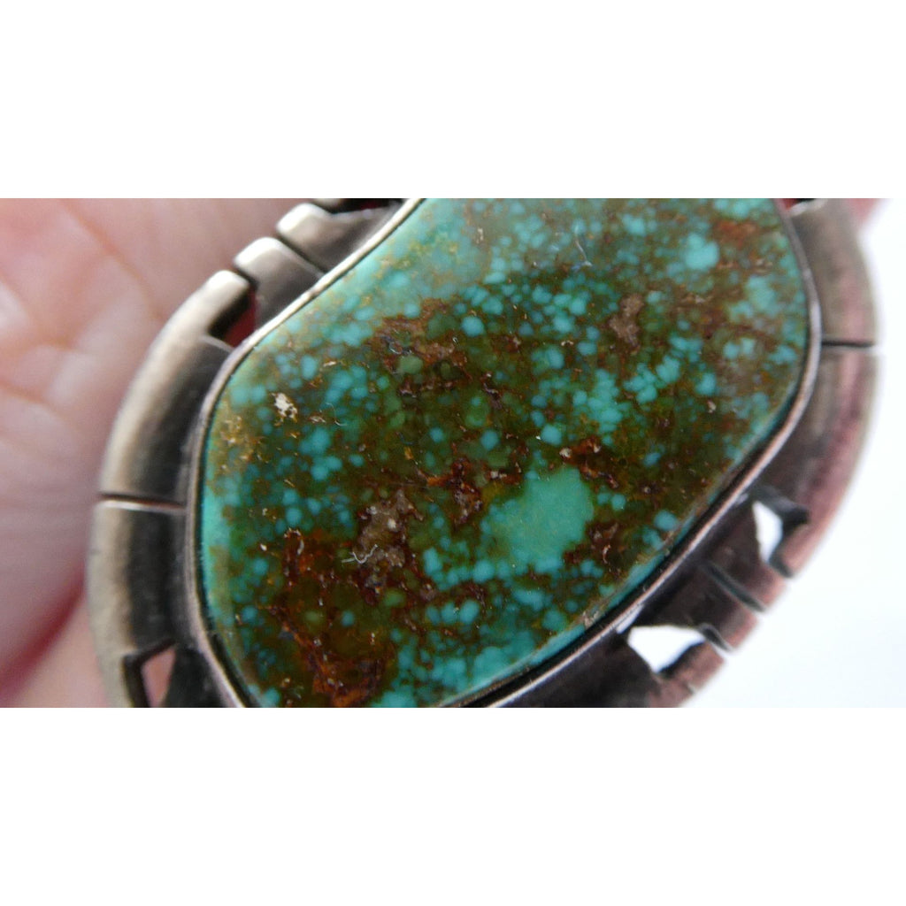 NA Navajo Genevieve Apachito Sterling Silver Turquoise Ring Size 6.5 17 Grams