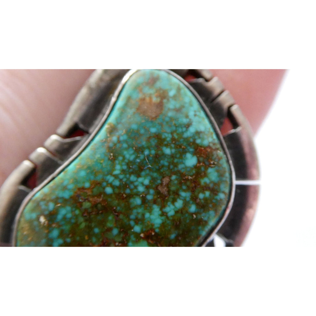 NA Navajo Genevieve Apachito Sterling Silver Turquoise Ring Size 6.5 17 Grams