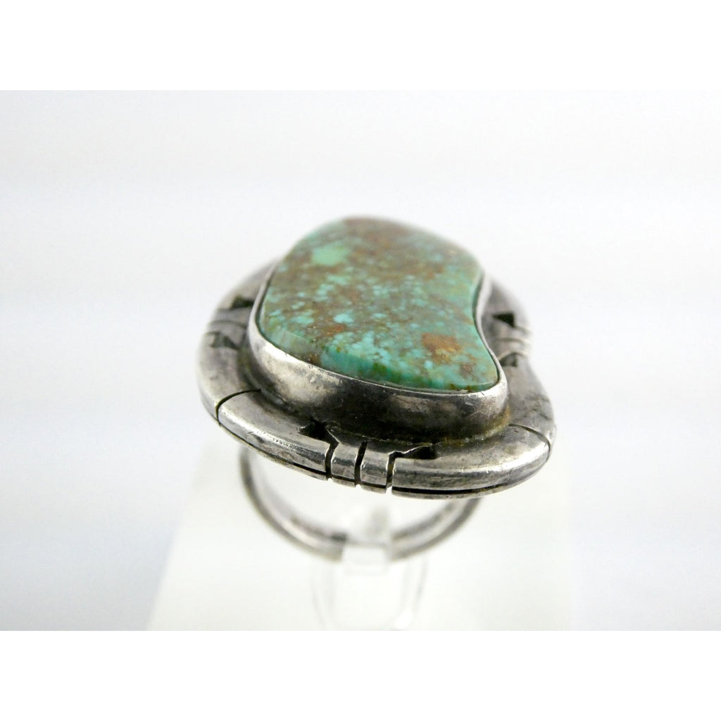 NA Navajo Genevieve Apachito Sterling Silver Turquoise Ring Size 6.5 17 Grams