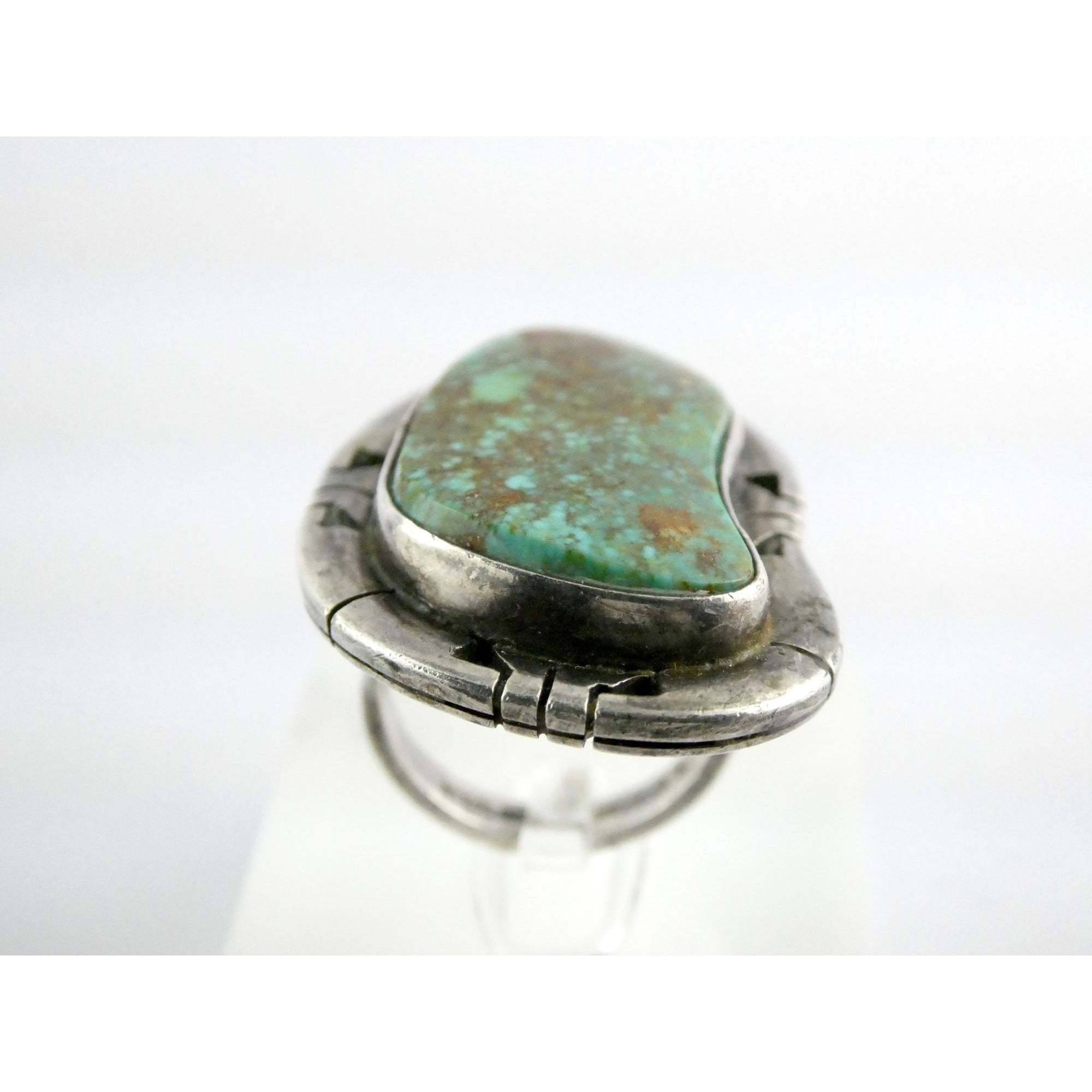 NA Navajo Genevieve Apachito Sterling Silver Turquoise Ring Size 6.5 17 Grams