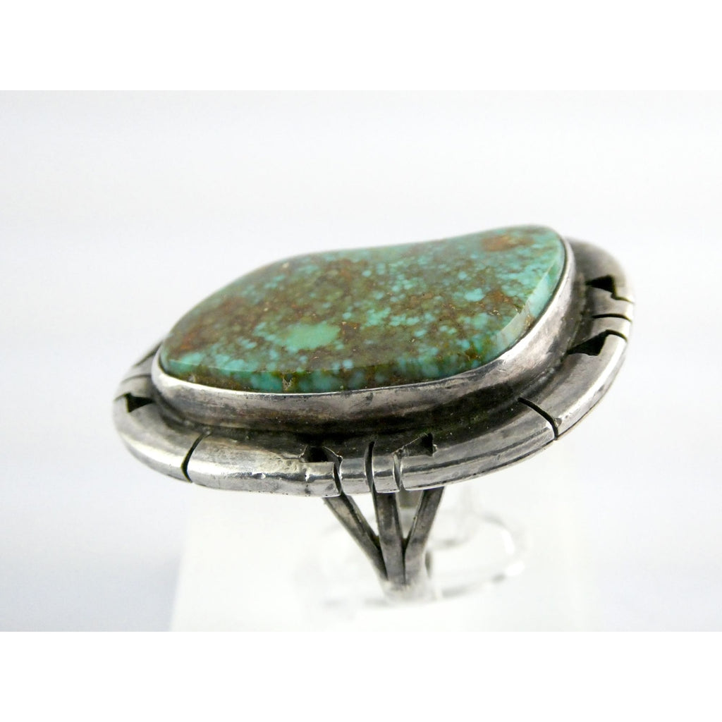 NA Navajo Genevieve Apachito Sterling Silver Turquoise Ring Size 6.5 17 Grams