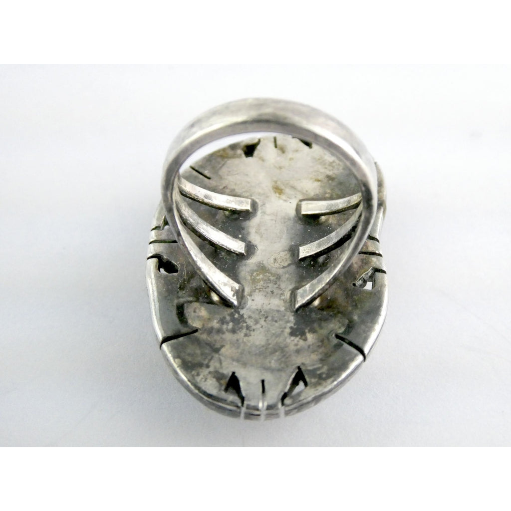 NA Navajo Genevieve Apachito Sterling Silver Turquoise Ring Size 6.5 17 Grams
