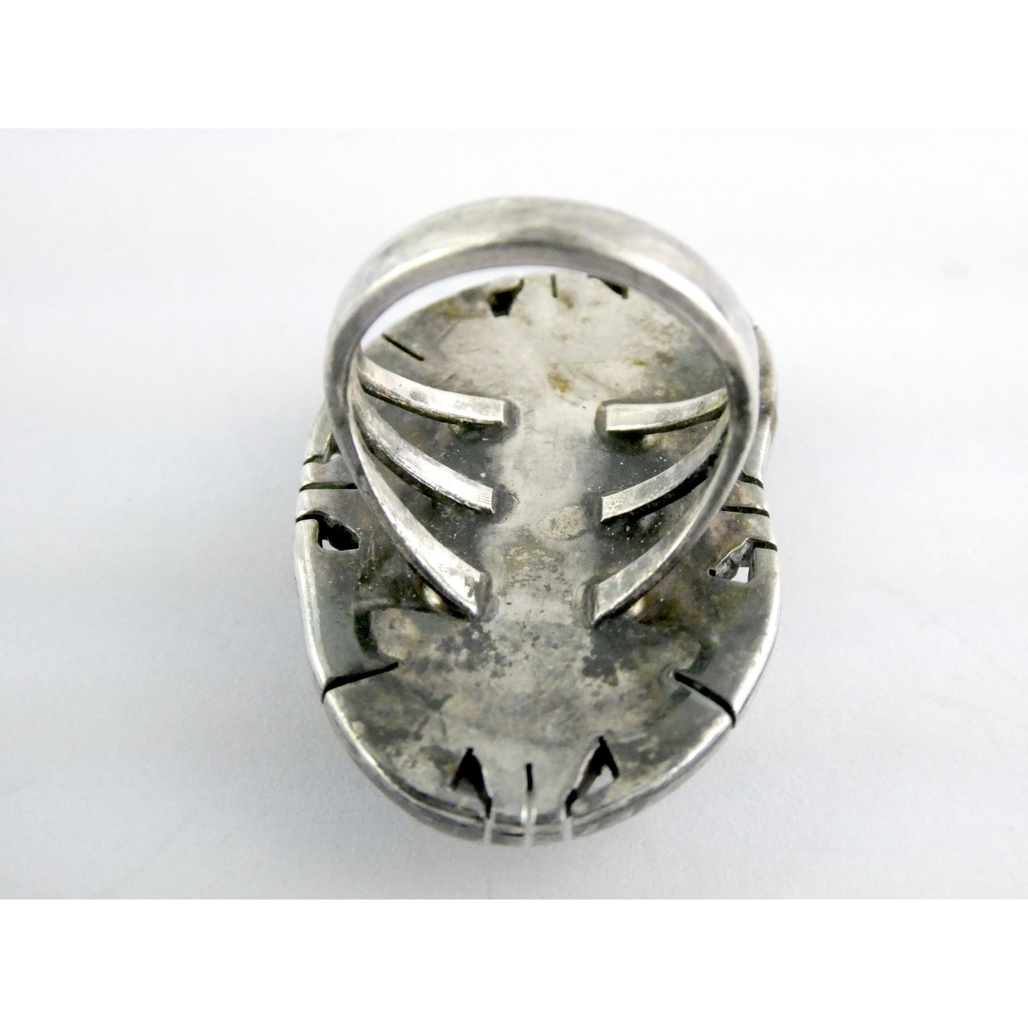 NA Navajo Genevieve Apachito Sterling Silver Turquoise Ring Size 6.5 17 Grams