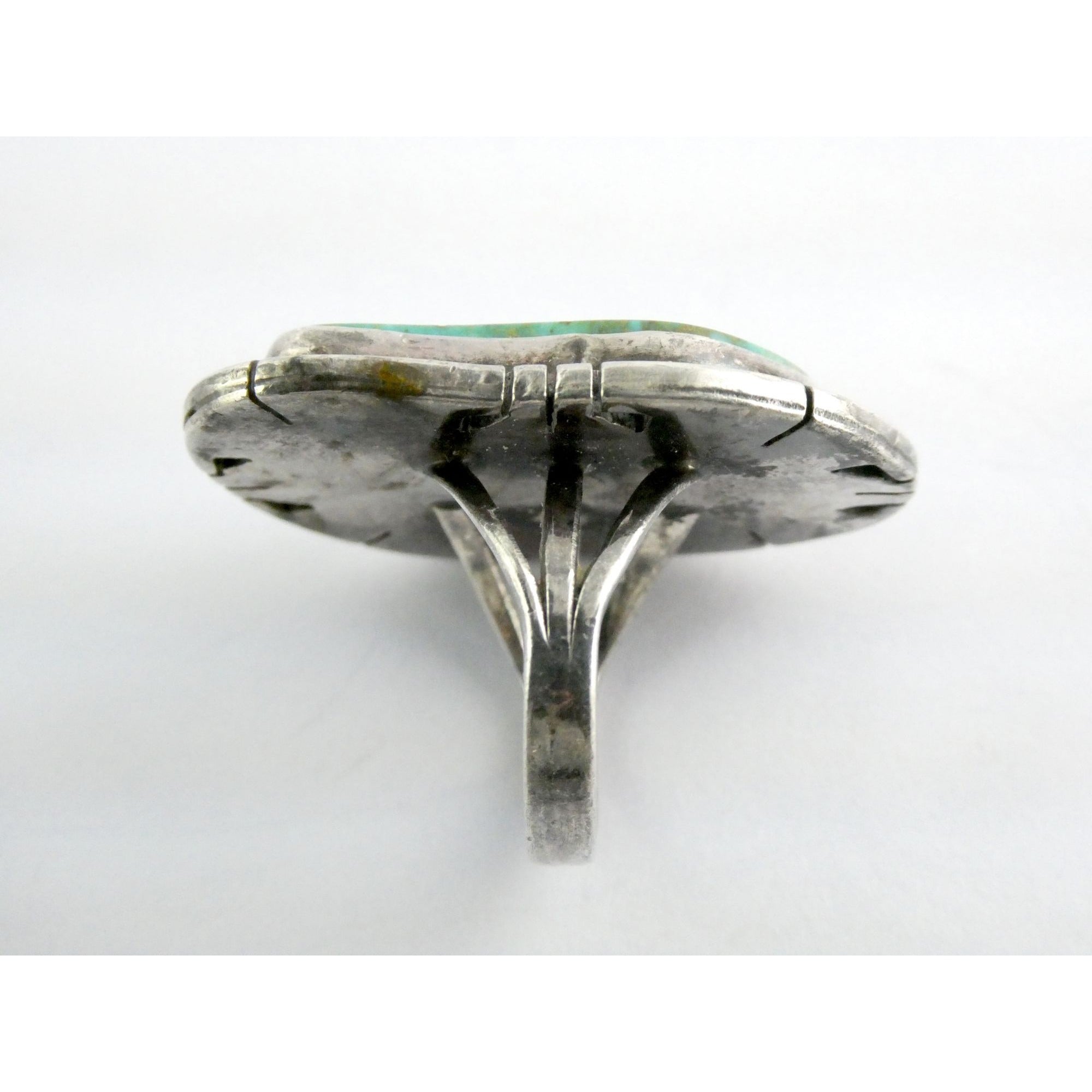 NA Navajo Genevieve Apachito Sterling Silver Turquoise Ring Size 6.5 17 Grams