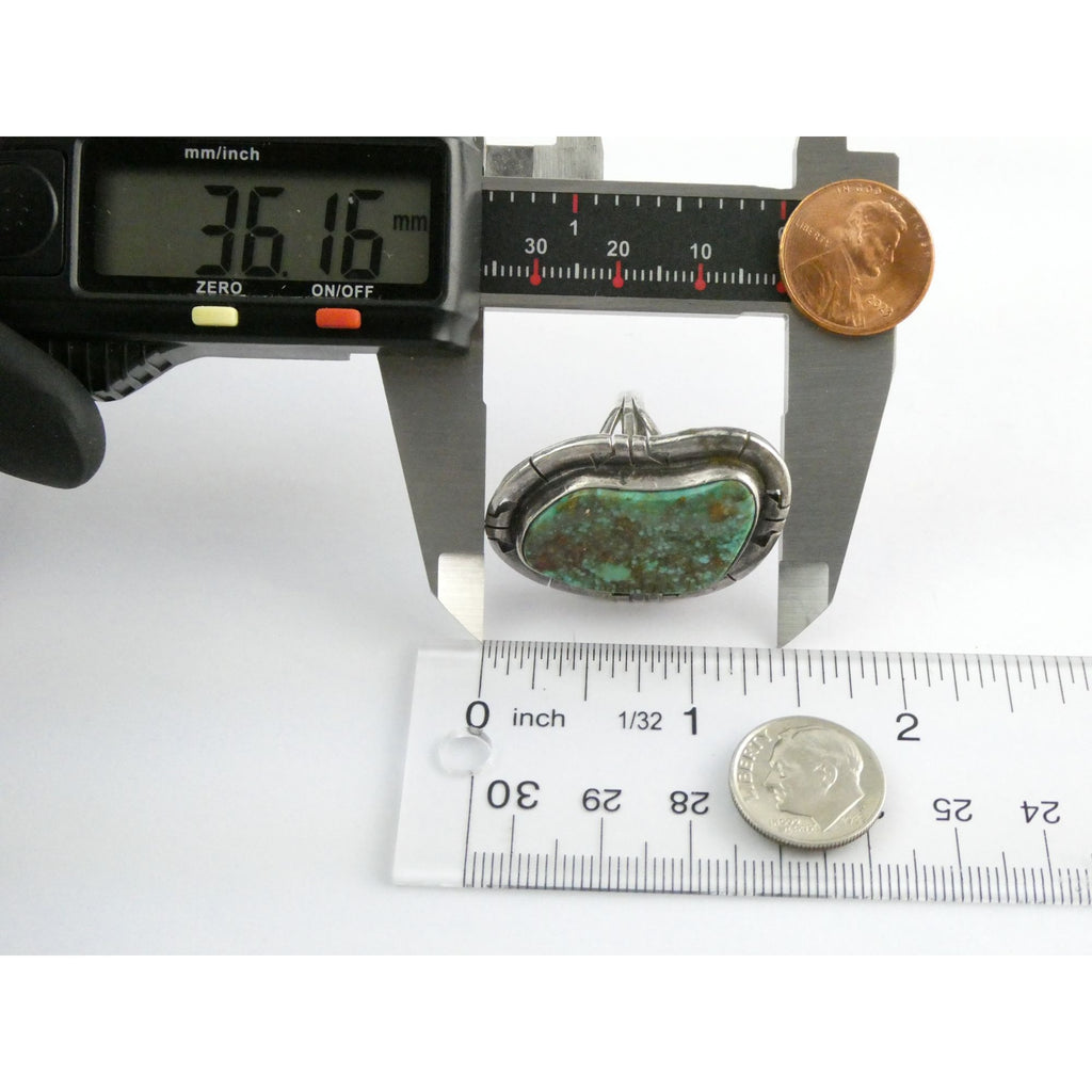 NA Navajo Genevieve Apachito Sterling Silver Turquoise Ring Size 6.5 17 Grams