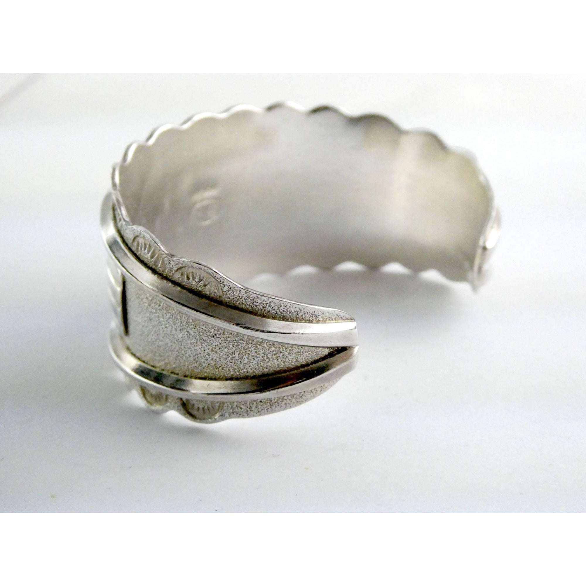 Southwestern Blu Signed Sterling Silver Turquoise Cuff Bracelet 65.5g 6.75 Inch