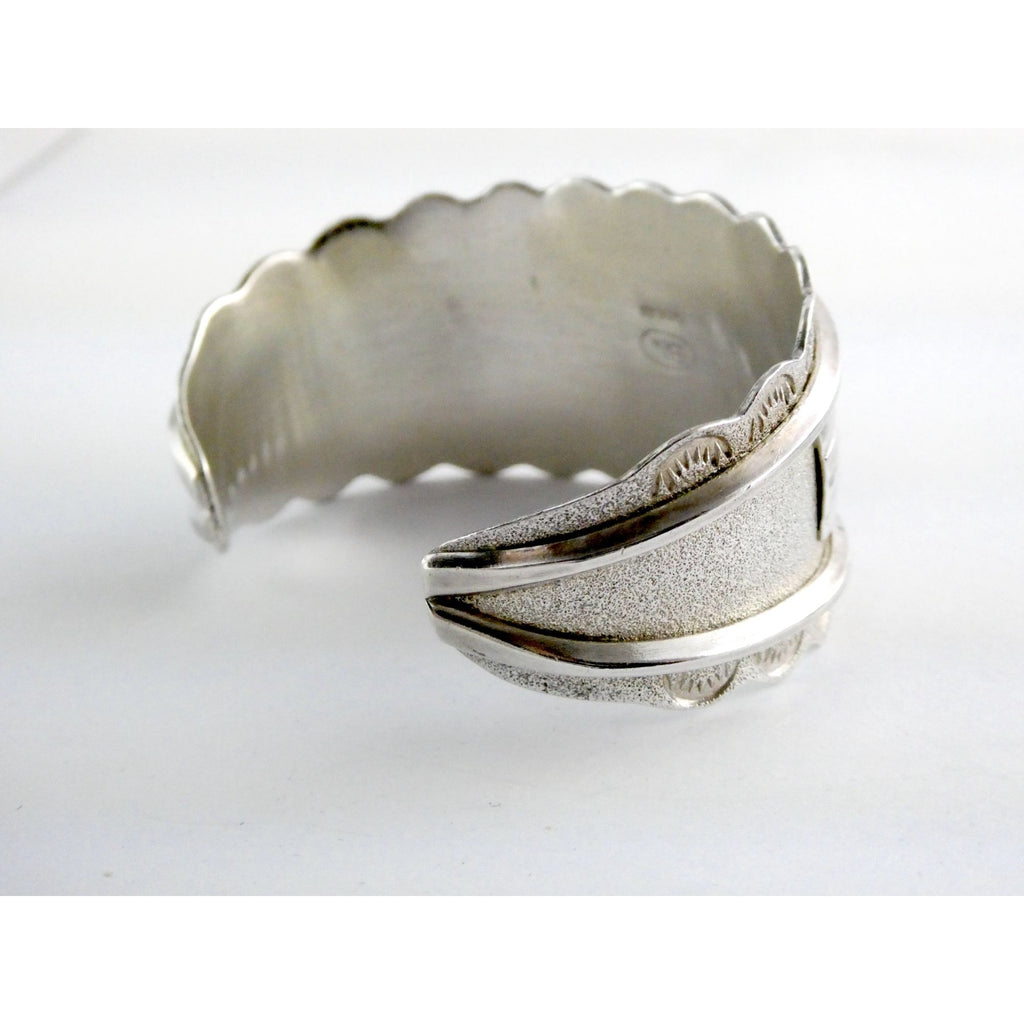 Southwestern Blu Signed Sterling Silver Turquoise Cuff Bracelet 65.5g 6.75 Inch