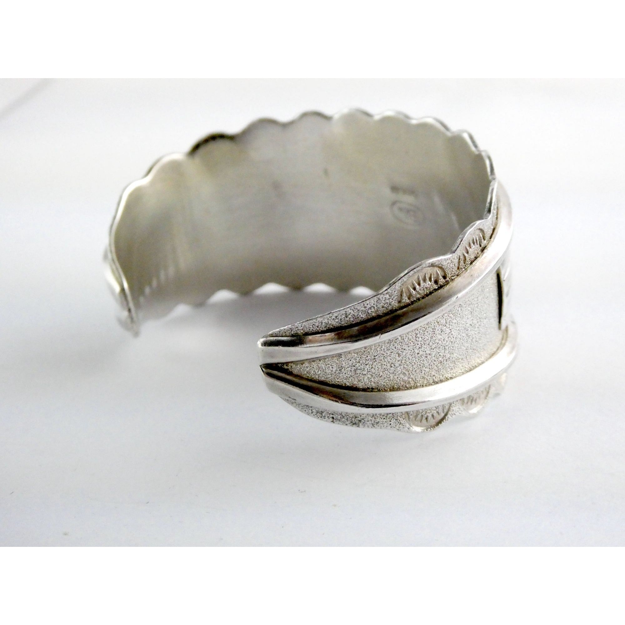 Southwestern Blu Signed Sterling Silver Turquoise Cuff Bracelet 65.5g 6.75 Inch