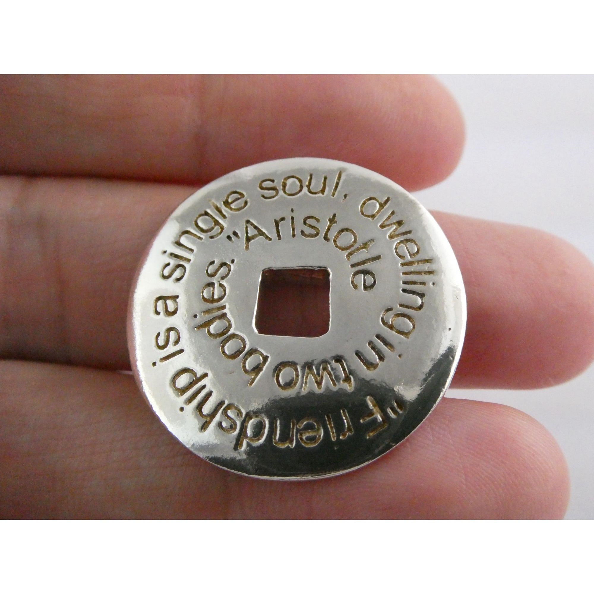 Sterling Silver Friendship is a Single Soul Dwelling in Two Bodies Pendant 11.9g