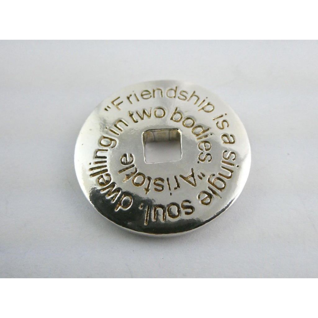Sterling Silver Friendship is a Single Soul Dwelling in Two Bodies Pendant 11.9g